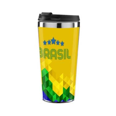 Imagem de Copo Termico Brasil amarelo, verde e azul.