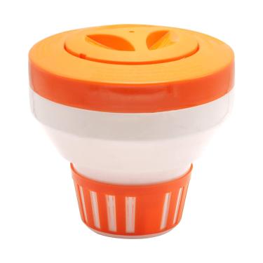 Imagem de WWD POOL Dispenser flutuante de cloro para piscina serve para balas de 2,5 a 7,6 cm suporte de bromo de cloro (laranja)