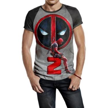 Imagem de Camiseta Raglan Masculina Mercenário Deadpool 2 Ref:410 - Smoke