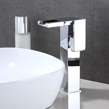 Imagem de Conjunto de torneira de bacia de banheiro com cascata de latão, misturador de água quente fria, guindaste, torneira de pia, mudança de cor por torneiras de fluxo de água, cromo B, China