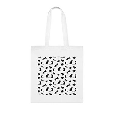 Imagem de Sacolas de vetor de fundo de silhueta de gatos, ideia de presente de cesta de Natal de aniversário, presente para ela, presente para ele, bolsa feminina, Branco