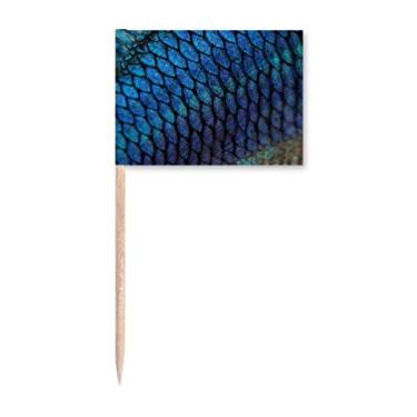 Imagem de Marcadores de palito de dente com estampa de peixe azul mistério para decoração de festa