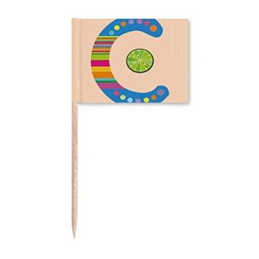 Imagem de C Alfabeto Laranja Frutas Padrão Bonito Palito Bandeiras Marcador Decoração de Festa