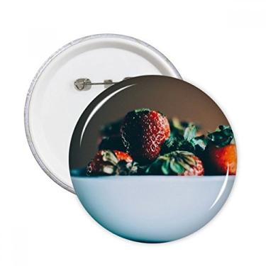 Imagem de Foto de Morango Fresco Fotogreféu Frutas Pinos Redondos Emblema Botão Decoração Acessório 5 peças