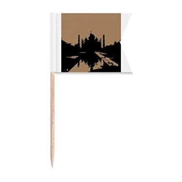 Imagem de Bandeiras de palito de dente Taj Mahal Ancient Buildings para marcação de etiquetas para bolo de festa, prato de queijo