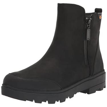 Imagem de BOGS Bota de chuva feminina de couro com zíper azevinho, Preto, 6.5