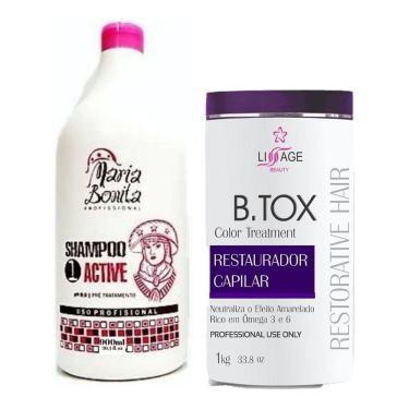 Imagem de Kit Escova Botox Capilar Matizador Profissional Blond Bsk