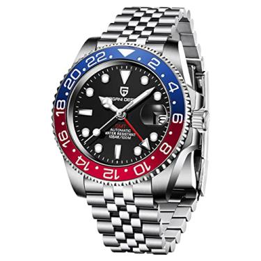 Imagem de Relógio automático masculino Pagani Design GMT, vidro safira e pulseira de aço inoxidável, 100 m, resistente à água, relógio de pulso masculino, Jubilee, preto,