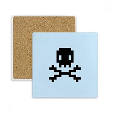 Imagem de Summer Sail Priate Perigo Crânio Pixel Quadrado Porta-copos Caneca Suporte Subplaca Pedra Isolamento