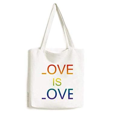 Imagem de Bolsa de lona LGBT com bandeira de arco-íris Love Is Love, bolsa de compras casual