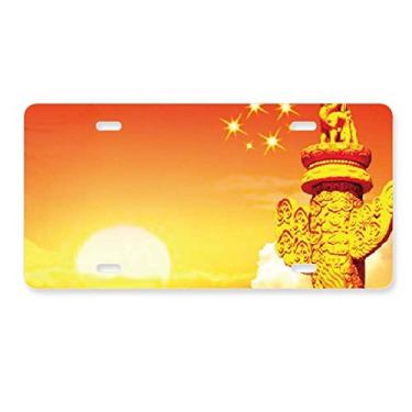 Imagem de DIYthinker Bandeira de coluna ornamental Sun Star para decoração de placa de carro em aço inoxidável