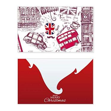 Imagem de Big Ben Bus Bandeira da Inglaterra Sketch Ilustration Holiday Holiday Merry Christmas Cartões de parabéns Mensagem de Natal