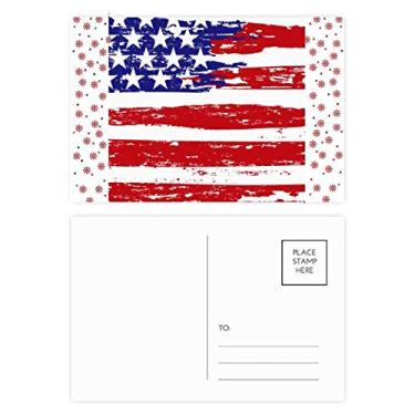 Imagem de Star And Stripes Air Brushing Bandeira dos EUA Natal Flor Celebração Cartão Postal Blessing Mailing Card