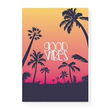 Imagem de Arte Maníacos Quadro Decorativo em Tela Canvas Coqueiros Good Vibes - 23x16,25cm