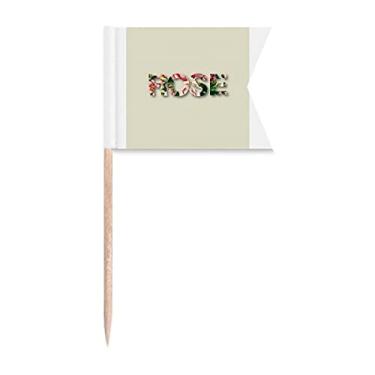 Imagem de Rose Blossom Love Lover Art Deco Presente Fashion Palito de Dente Marcação de Etiquetagem para Festa Bolo Comida Cheeseplate