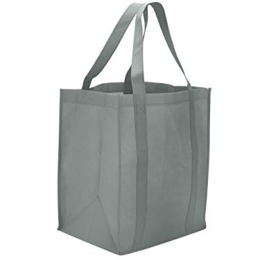 Imagem de Bolsa Sacola Reutilizável Reforçada Grande (Pacote com 10), Cinza, 17 x 15 x17, 10