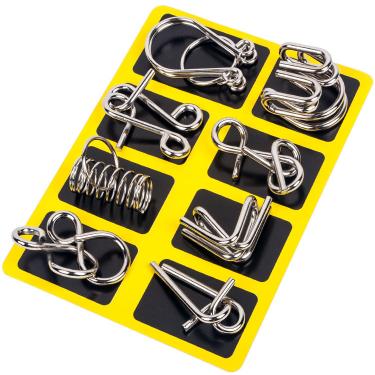 Imagem de Conjunto de 8 peças de brinquedos educativos de metal com nove elos para crianças_Amarelo