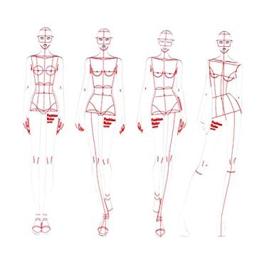 Imagem de shamjina 4 Pcs Modelos Governantes, Moda Esboçando Régua de Padrões Humanoid Design, Roupas Medindo Réguas Papel Desenhos de Papel, UMA