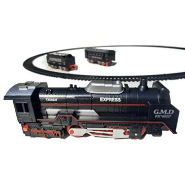 Pista Trem Clássico com Locomotiva e Trilhos Brinquedo infantil Trenzinho  Ferrorama