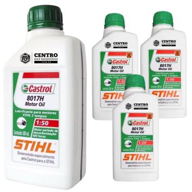 Imagem de KIT Com 4 Unidades de Óleo 2 Tempos Castrol Stihl 8017H 500ml Lubrificante de Motores 2 Tempos Para Roçadeiras, Motosserras e Motobombas