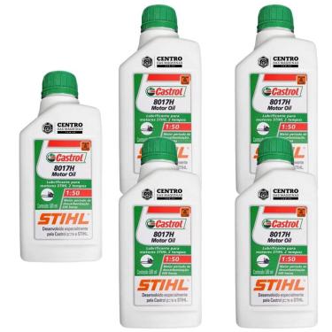 Imagem de KIT Com 5 Unidades de Óleo 2 Tempos Castrol Stihl 500ml Alta Lubrificação Para Roçadeiras, Motosserras e Motobombas