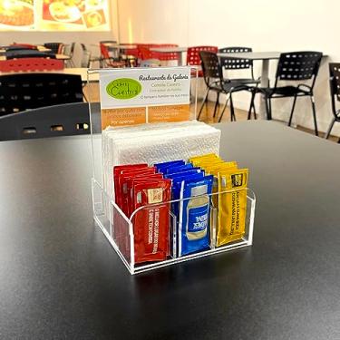 Imagem de Porta Guardanapo com porta sache e porta folder tamanho A6 para sua loja/lanchonete - transparente