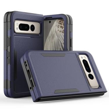 Imagem de HAZARA Capa fina para Google Pixel Fold, anti-queda, antiarranhões, fina, rígida, PC, capa protetora de corpo inteiro, capa de telefone à prova de choque, azul