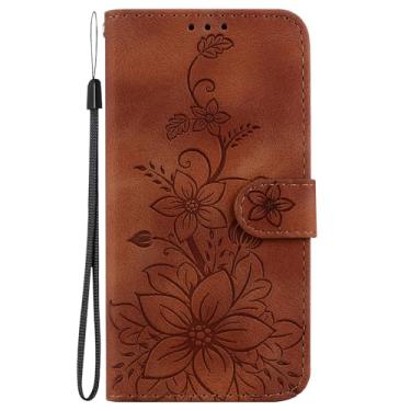 Imagem de Hee Hee Smile Capa de telefone para Asus Zenfone 9 Retro Phone Leather Case Simplicidade Capa de telefone padrão de flor Flip Back Cove