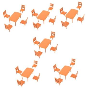Imagem de ERINGOGO 6 Conjuntos mesa de jantar brinquedos mobília mini cadeira brinquedo infantil cadeiras de brinquedo retângulo mobiliário pequeno brinquedo filho plástico