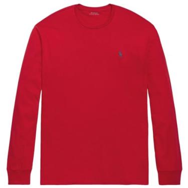 Imagem de Polo Ralph Lauren Camiseta masculina de manga comprida com gola redonda, Ralph Lauren, vermelho, GG
