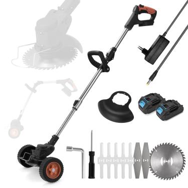 Imagem de Chusui Cortador de grama elétrico doméstico Aparador de grama sem fio portátil Máquina de poda para jardim doméstico 90° dobrável 90° dispositivo de corte de ângulo ajustável com alça auxiliar