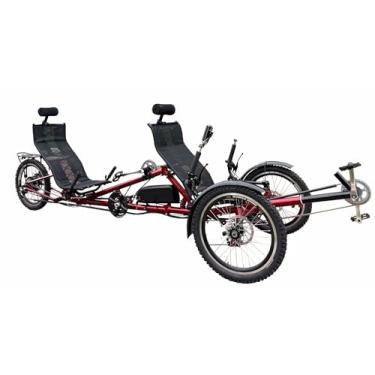 Imagem de cozytrikes Triciclo elétrico em tandem para aventuras de adultos | Triciclo de triciclo elétrico de 2 lugares