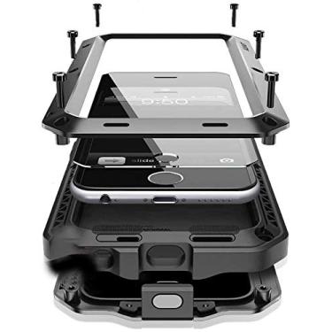 Imagem de Capa para iPhone 11 Pro Max, capa protetora de corpo inteiro 360, resistente, à prova de choque [armadura resistente], capa de metal de liga de alumínio com protetor de tela integrado de silicone para iPhone 11 Pro Max de 6,5 polegadas - preta