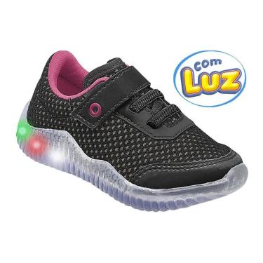 Imagem de Tênis Infantil Feminino Pé com Pé Calce Fácil com Luzes Led Menina-Feminino