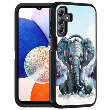 Imagem de FQTBCEARI Capa projetada para Samsung Galaxy A15 5G, capa protetora de corpo inteiro à prova de choque de grau militar 3 camadas para Samsung Galaxy A15 5G 2024, fones de ouvido música elefante