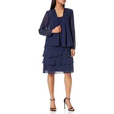 Imagem de S.L. Fashions Vestido feminino de duas peças para mãe da noiva com miçangas, Eclipse, 40