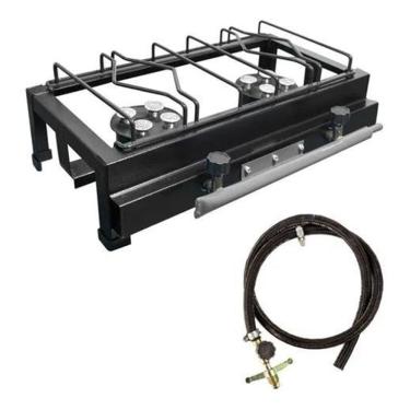 Imagem de Fogão industrial 2 bocas alta pressão lx preto mangueira roa