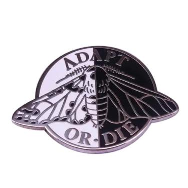Imagem de Adapt or Die Black White Peppered Moth Moths Yin Yang Darwin Biology Evolution 3.2 cm Emblema de pino esmaltado, 1.25 Inches, Esmalte, Esmalte