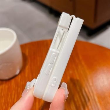 Imagem de Capa para Samsung Galaxy Z Flip 5 4 3 Soft 2 em 1 Combo Back Cover com película protetora de câmera, branca, para Galaxy Z Flip4