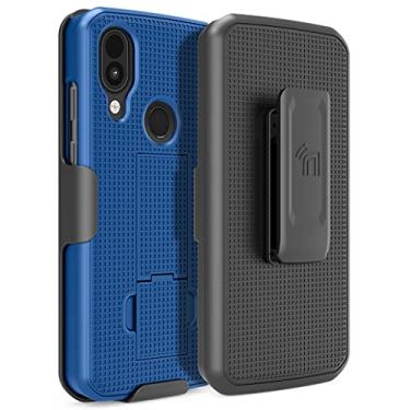 Imagem de Capa com clipe para telefone CAT S62 PRO, Nakedcellphone [azul cobalto] capa rígida fina com suporte de visualização de suporte e [giratório/catraca] combo de suporte para cinto e quadril