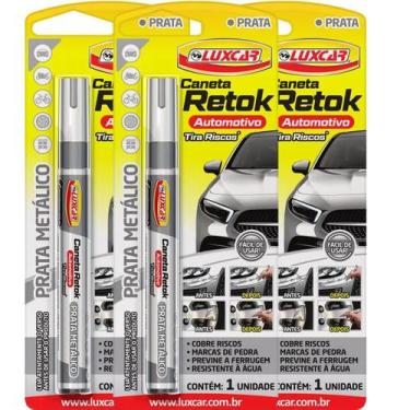 Imagem de Kit 3 Caneta Tira Riscos Da Tintura Do Seu Veiculo - Luxcar, Prata-Met