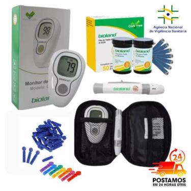 Imagem de Aparelho para Medir  Glicemia Diabetes da Bioland: Kit Completo com 75