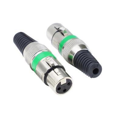 Imagem de Kit 5 Conectores XLR Cannon Fêmea Verde - TEBERA