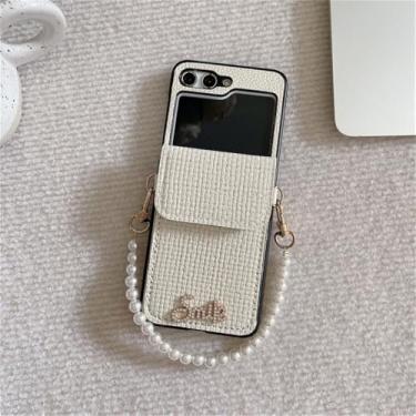 Imagem de Capa de telefone com pacote de cartão para Samsung Galaxy Z Flip 6 5 4 3 Capa protetora traseira para ZFlip4 ZFlip5 ZFlip6 Shell, branco, para Z Flip 3