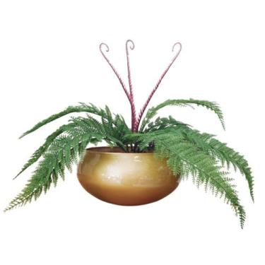 Imagem de Arranjo Flor Artificial Samambaia Renda Verde Com Vaso Ouro - La Caza 