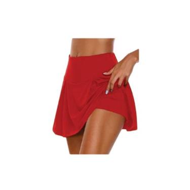 Imagem de Short Saia Plus Size Viscolaycra Do P Ao G6 Fitness - topbrasil , Verm