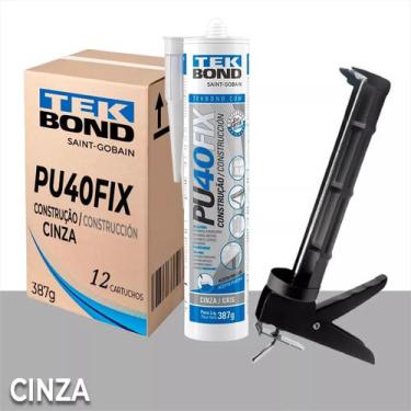 Imagem de Cola Adesivo Multiuso Pu 40 Selante 387g Kit 12 + Aplicador - Cinza - 