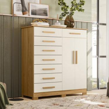 Imagem de Cômoda 8 Gavetas 2 Portas com Cabideiro Verona - Albatroz Móveis