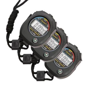 Imagem de Kit 3 Cronômetro Digital Esportivo Treino Hora Data Alarme Indústria E