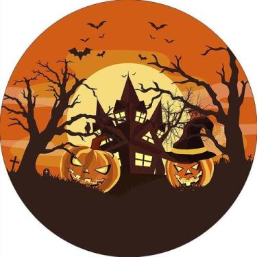 Imagem de Painel De Festa Redondo 1,50x1,50 - Halloween Abóboras 005 - Via Cores